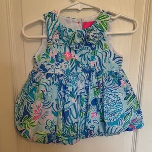 Lilly Pulitzer bubble hem dress with neck detail & bloomers 3-6 months